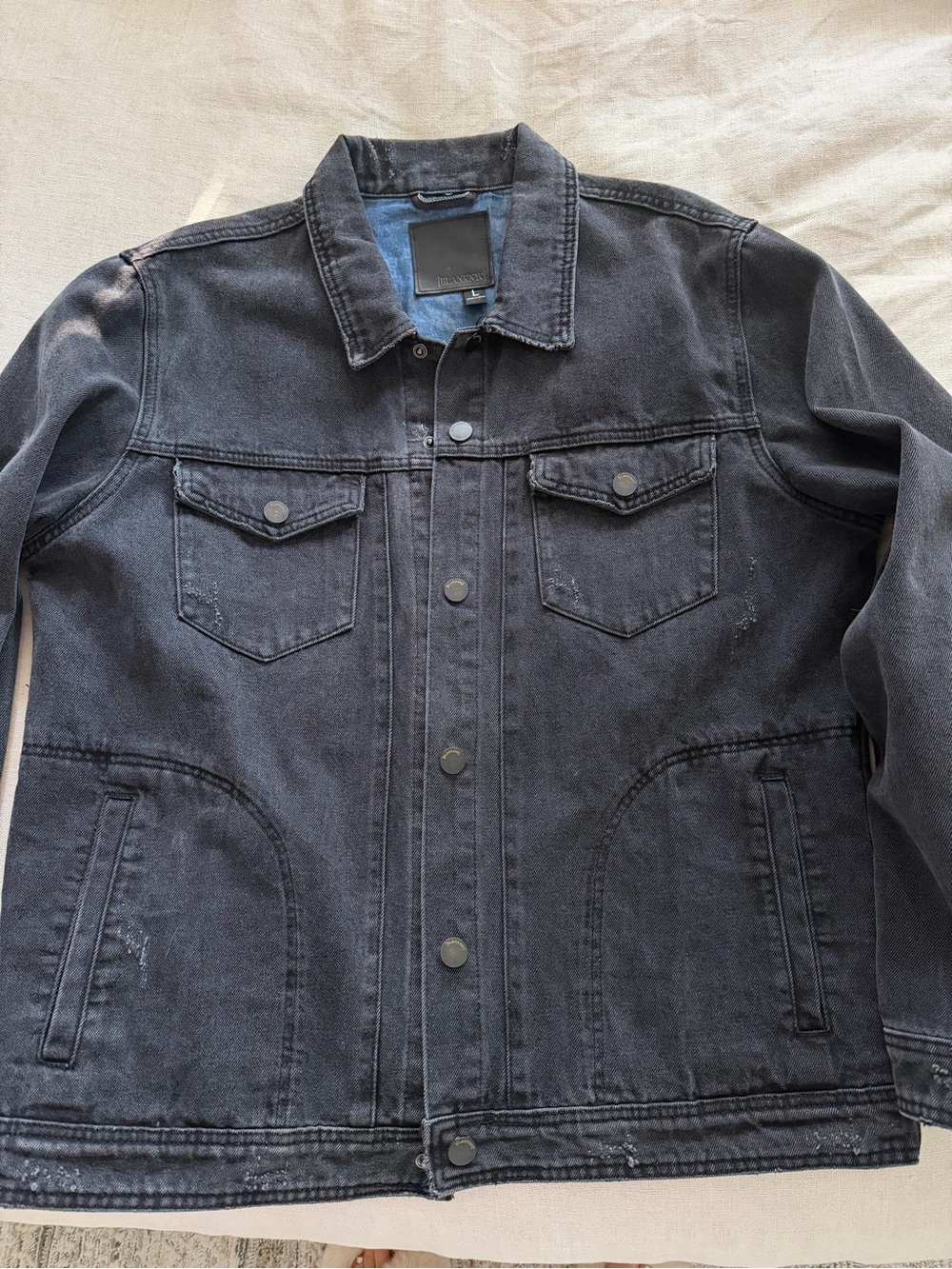 Blank NYC Black Washed Denim Jacket - Button Front Trucker